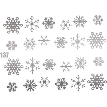 Umělé nehty NehtyShop Vánoční vodolepky na nehty - stříbrné vločky S137