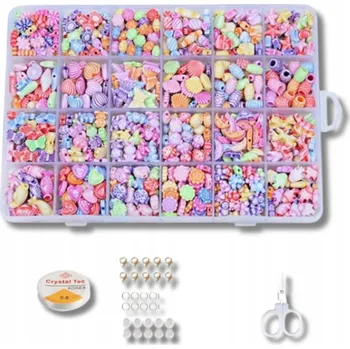 Dětské navlékací korálky Koraliki Bransoletki Bizuteria Sada na Výrobu Náramků Barevné Korálky DIY