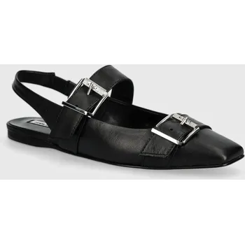 Dámské baleríny Kožené baleríny Karl Lagerfeld KONNIE černá barva, s odkrytou patou, KL40186 KL40186.00S 99X, EUR 37