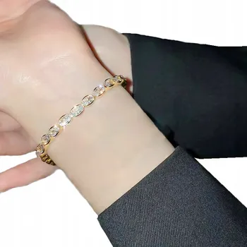 Náramek Náramek Ocel Zlatý Zirkony Bling Křišťály