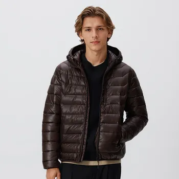 Dámský kabát Reserved - Prošívaná bunda s kapucí - tmavě hnědá - 036FW-89X - 036FW-89X-XXL