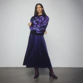 Dámská sukně Reserved - Plisovaná midi sukně - tmavomodrá - 501GE-59X - 501GE-59X-L