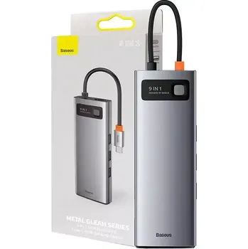 USB hub Baseus 9v1 HUB Adaptér Rozbočovač USB-C na USB 3.0 RJ45 1GB HDMI VGA USB-C