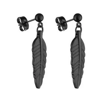 Náušnice Steel Edge Náušnice visací z chirurgické oceli WJHE61 Barva: Černá