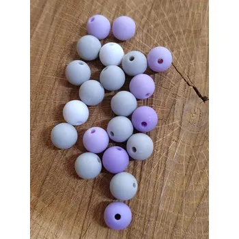 Korálek Plastové korálky 10 mm 20 ks barva bílá fialková šedá