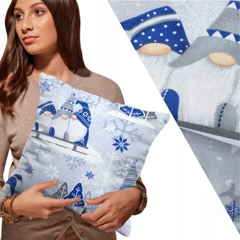 Povlečení Vánoční povlak na polštář 40x40 BAVLNĚNÝ na polštářek BELLUNO dekorativní skřítci