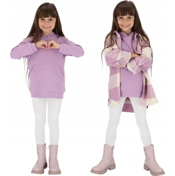 Dívčí legíny ZATEPLENÉ DÍVČÍ LEGÍNY BAVLNA BÍLÉ 152