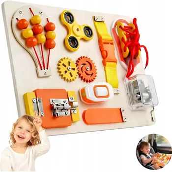 Activity board SENZORICKÁ MANIPULAČNÍ DESKA MONTESSORI PODLOŽKA DÁREK PRO DĚTI