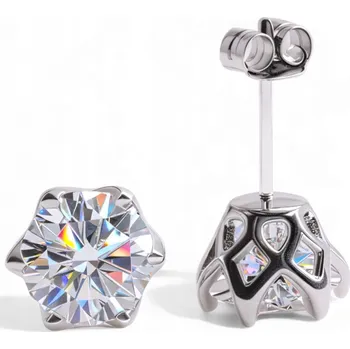 Náušnice Náušnice s moissanitem o průměru 6,5 mm, stříbro 925, 2x 1 ct