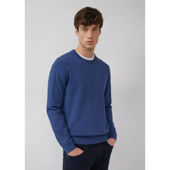 Pánský svetr s.Oliver pánský úpletový svetr kulatý výstřih modrý Velikost: S
