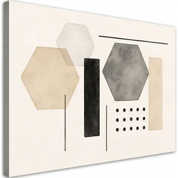 Obraz Obraz, Abstraktní Geometrie Minimalismus Béžová Šedá 100x70