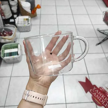 Žertovný předmět Bastion Collections Tumbler Tea M, heart in black, skleněný hrneček HG-TUMBL-TEA-001