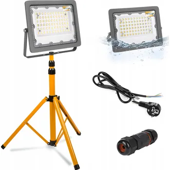 Halogen LED Stavební Reflektor se Stativem 100W / 10000lm Kabel nátrubek