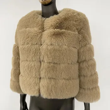 Dámská parka Best Fashion Dámská bunda z umělé kožešiny s liščím a králičím efektem Velikost: L, Barva (Varianta): Aprikotová