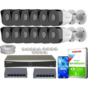 Bezpečnostní kamera Sada IP monitoringu 12x Kamera 5MPx IPCAM-B5 IR30 HiLook od Hikvision