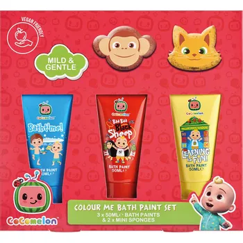Koupelová pěna COCOMELON 3x50ML Barev do koupele & 2x houbička