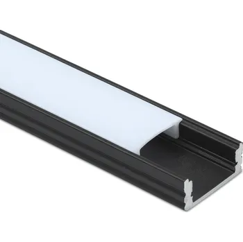 LED lišta Interex design Hliníková lišta MAXX na LED osvětlení s mléčným krytem / Černá 2 m