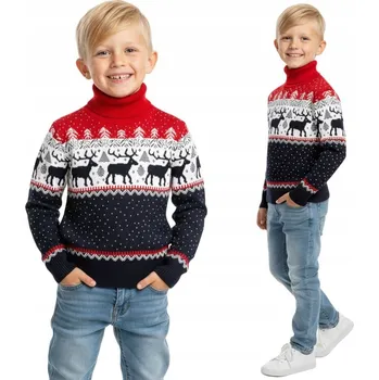 Dívčí svetr Dětský vánoční rolák svetr s vánočními soby dětské svetry 9/10