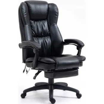 Vinsetto kancelářská židle otočná s masážní funkcí a možností sklopení, syntetická kůže, pěna, plast PP, nylon, černá barva, 68,5 x 68,5 x 119-127 cm