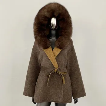 Best Fashion Souprava s kožešinovým šálem a manžetami z liščí kožešiny Velikost: M, Barva (Varianta): Brown zidiao