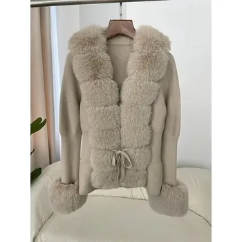 Dámský kožich Best Fashion Dámský cardigan z umělé kožešiny s odnímatelným límcem Velikost: ONE SIZE, Barva (Varianta): Khaki