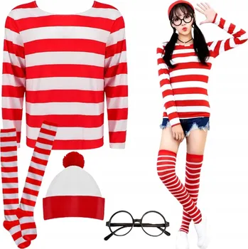Karnevalový kostým KOSTÝM PŘEVLEK KDE JE WALLY KARNEVAL HALLOWEEN WHERE'S WALLY 158 164