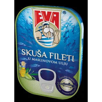 konzervovaná ryba Podravka Eva makrela v olivovém oleji 100 g
