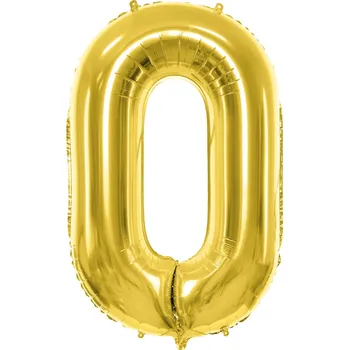 Balónek PartyDeco Fóliové číslo 0 zlaté, 72 cm