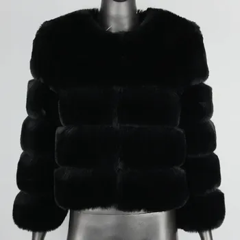 Dámská parka Best Fashion Dámský elegantní kabát z umělé kožešiny s límcem a hřejivou podšívkou Velikost: M, Barva (Varianta): Černá