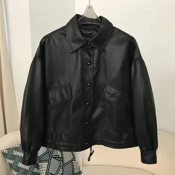 Best Fashion Dámská krátká koženková bunda motorkářského stylu Velikost: M, Barva (Varianta): Černá