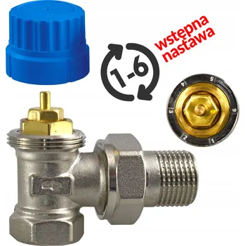 Ventil TERMOSTATICKÝ ventil s přednastavením 1/2" DN15 Radiátorový Rohový přívodní