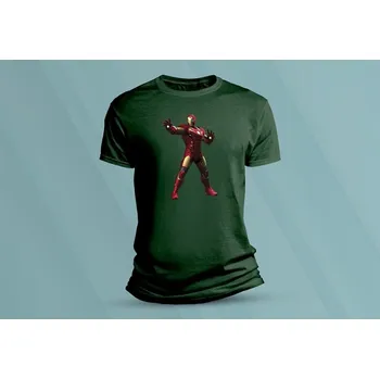 Chlapecké tričko Dětské bavlněné tričko Iron Man 2. velikost 104 Lahvově zelená