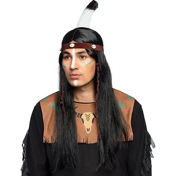 Boland Indiánská paruka s čelenkou a culíky