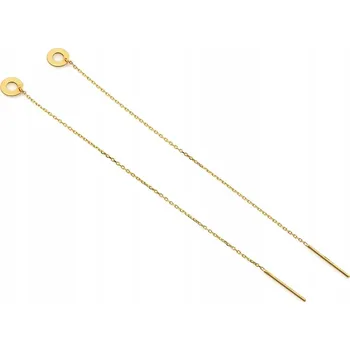 Náušnice Zlaté Náušnice 585 s geometrickým přívěskem – kroužek, provlékací s kolečkem