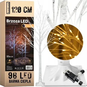 Vánoce VÁNOČNÍ STROMEK BŘÍZA LED DEKORACE 120CM 96 LED SVĚTEL Teplá bílá