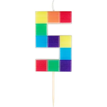 Dortová svíčka Narozeninová SVÍČKA číslice 5 KOSTKY barevné na dort A