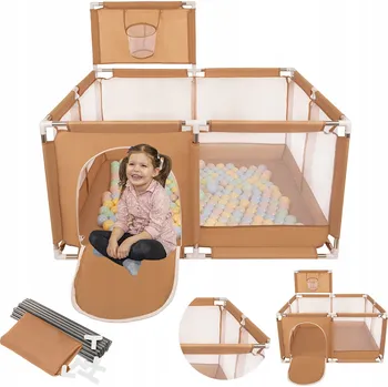 Dětská ohrádka HRACÍ OHRÁDKA S KOŠEM SUCHÝ BAZÉN PRO DĚTI + 200 MÍČKŮ