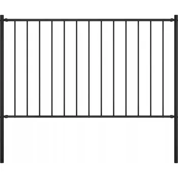 Plot Panel vidaXL se sloupky, ocel, černý, 1,7 x 1 m