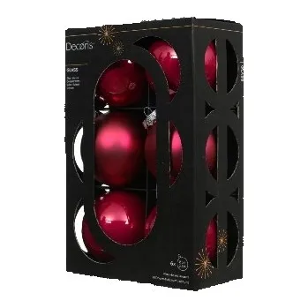 Vánoční ozdoba Sada 6 skleněných vánočních baněk 8 cm růžové matné lesklé