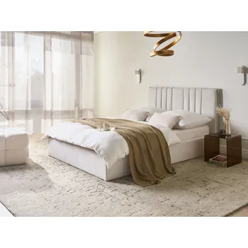 Ložnice Rám postele světle béžové látkové čalounění 140x200 cm výklopný uložný prostor čelo s roštem moderní Beliani