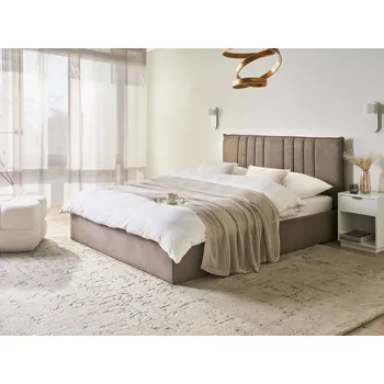 Postel Rám postele taupe látkové čalounění 160x200 cm výklopný uložný prostor čelo s roštem moderní Beliani