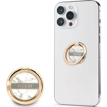 Pouzdro na mobilní telefon Guess Ring stojan GURSHCHMAG bílý