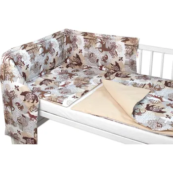 Povlečení Baby Nellys Mantinel s povlečením, 3dílná sada Wild animals, hnědé, 120x90cm Velikost povlečení: 120x90, Rozměry polštáře: 40 x 60, Rozměry přikrývky: 120 x 90