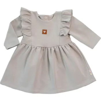 Kojenecké šaty Baby Nellys Dětské teplákové šaty, tunika Vintage Love - šedé Velikost: 86 (12-18m)