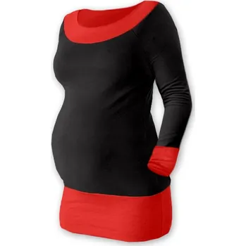 Těhotenské šaty Be MaaMaa Těhotenska tunika DUO - černá/červená Velikost oblečení: S/M