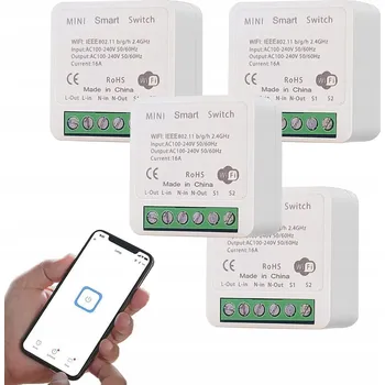 vypínač 4X WIFI RELÉ TUYA Spínač do krabice 16A Smart Life Ovladač světla