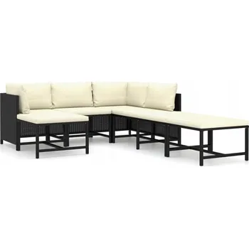 Zahradní nábytek z umělého ratanu černý, set 7 ks