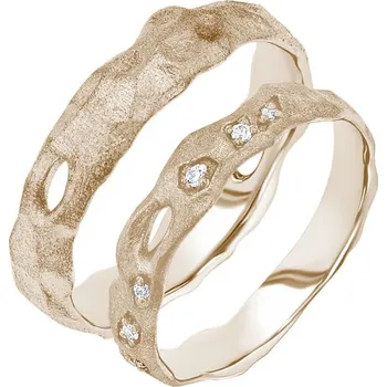 Šperk Snubní prsteny z oříškového zlata Rock