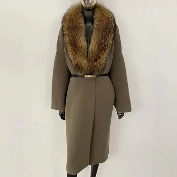 Dámský kabát Best Fashion Dámský pletený kabát z liščí a mývalí kožešiny Velikost: ONE SIZE, Barva (Varianta): Camel natural