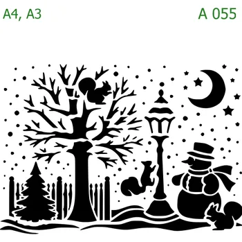 Plastová šablona pro malování - Vánoce - Vánoční prostředí (A055) - A4 , Nelepící folie